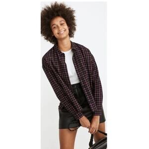 Madewell Flannel Westlake Shirt in Stoppard Plaid Size Small‎ Black Pink